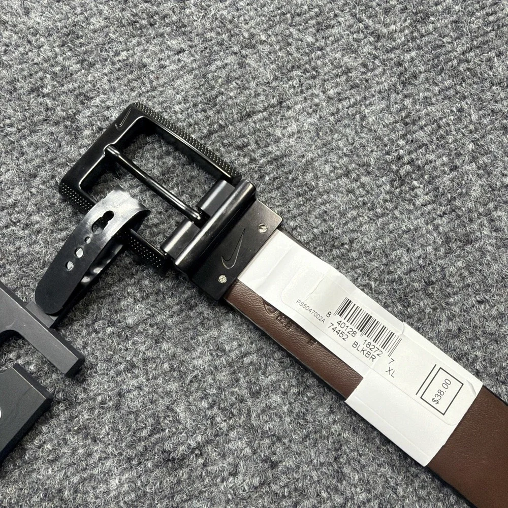 Nike Golf Leather REVERSIBLE Belt Mens Sz XL Black & Cognac Brown (42-44) New!!